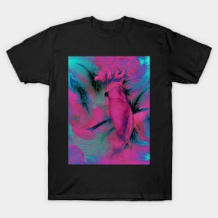 VIBRANT EXOTIC PINK PARROT COCKATOO TROPICAL PALM PRINT POSTER T-Shirt